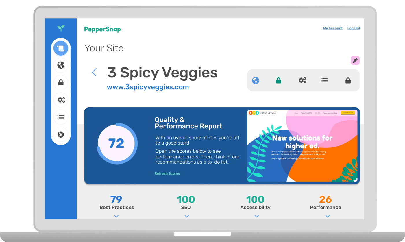 Laptop displaying 3 Spicy Veggies website